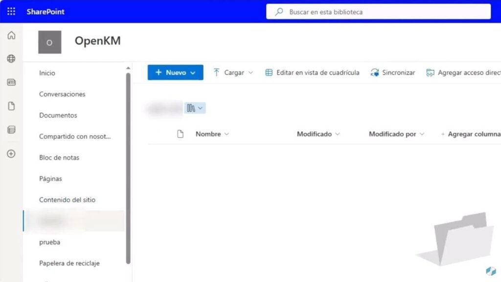 Biblioteca documental en SharePoint llamada “OpenKM”
