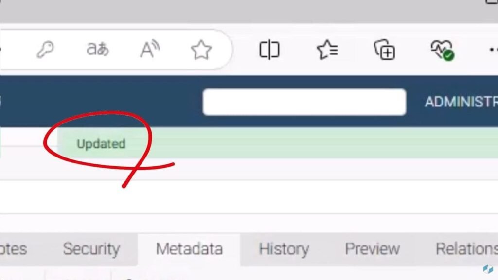 Mensaje de confirmación “Updated” en OpenKM