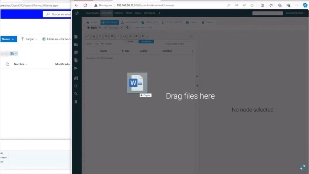 Integrar OpenKM con SharePoint mediante arrastrar y soltar